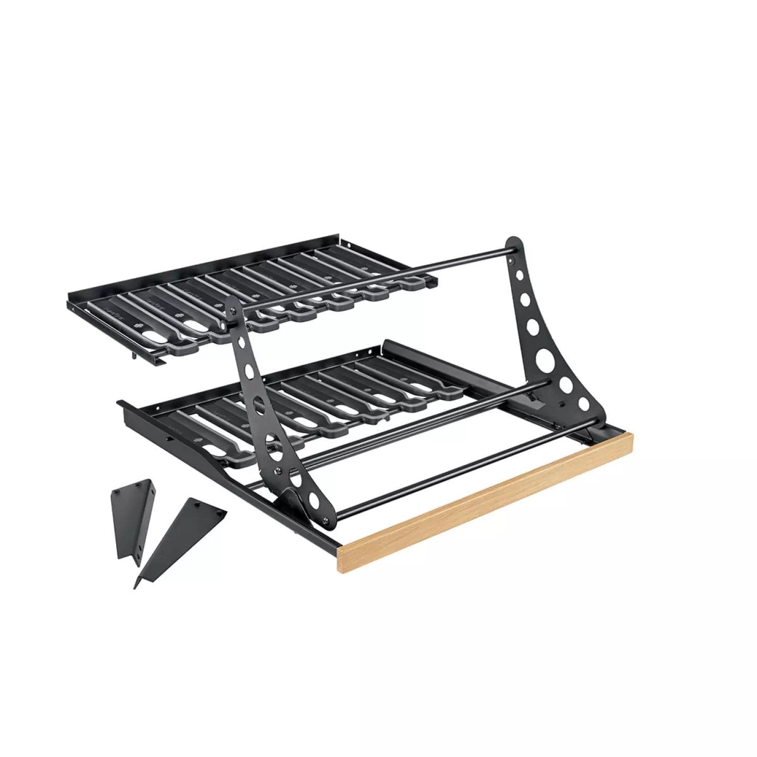 Horizontal display support for sliding shelves in the Revelation collection